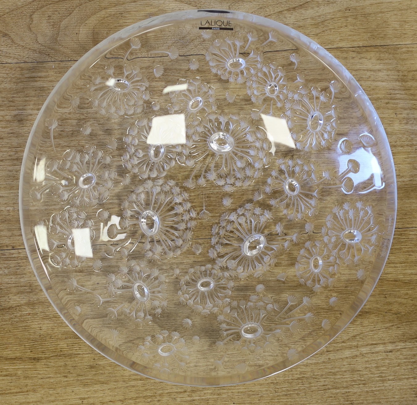 A Lalique dish, ‘Lalique R France’ etched to rim, 34cm diameter